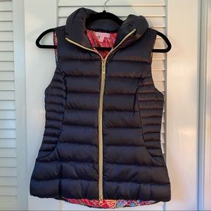 Lilly Pulitzer Navy + Patterned Inside Vest